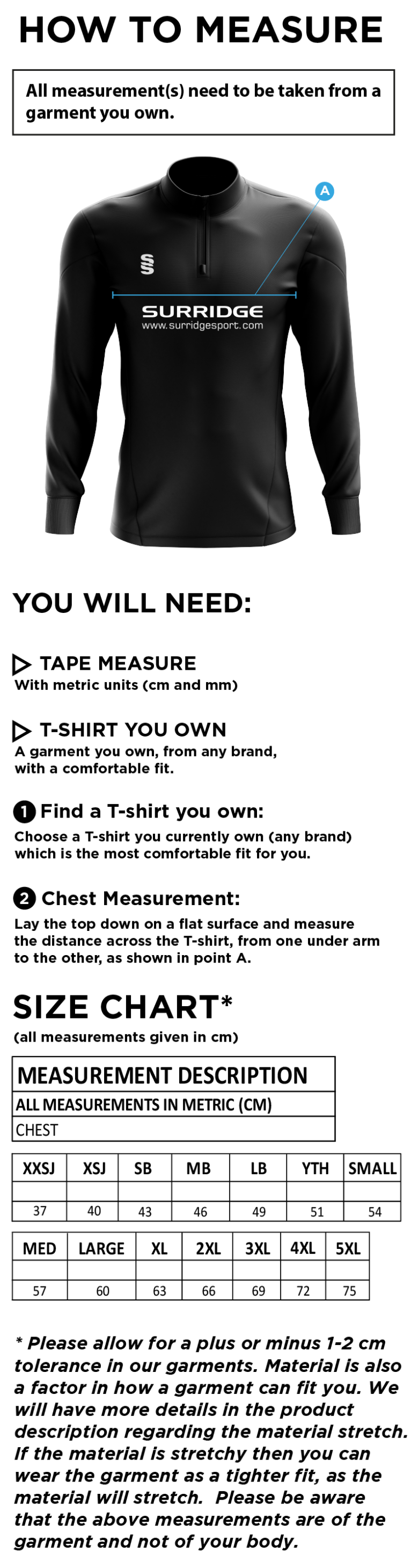 *NEW 2025* Fuse Performance Top : Navy / White - Size Guide