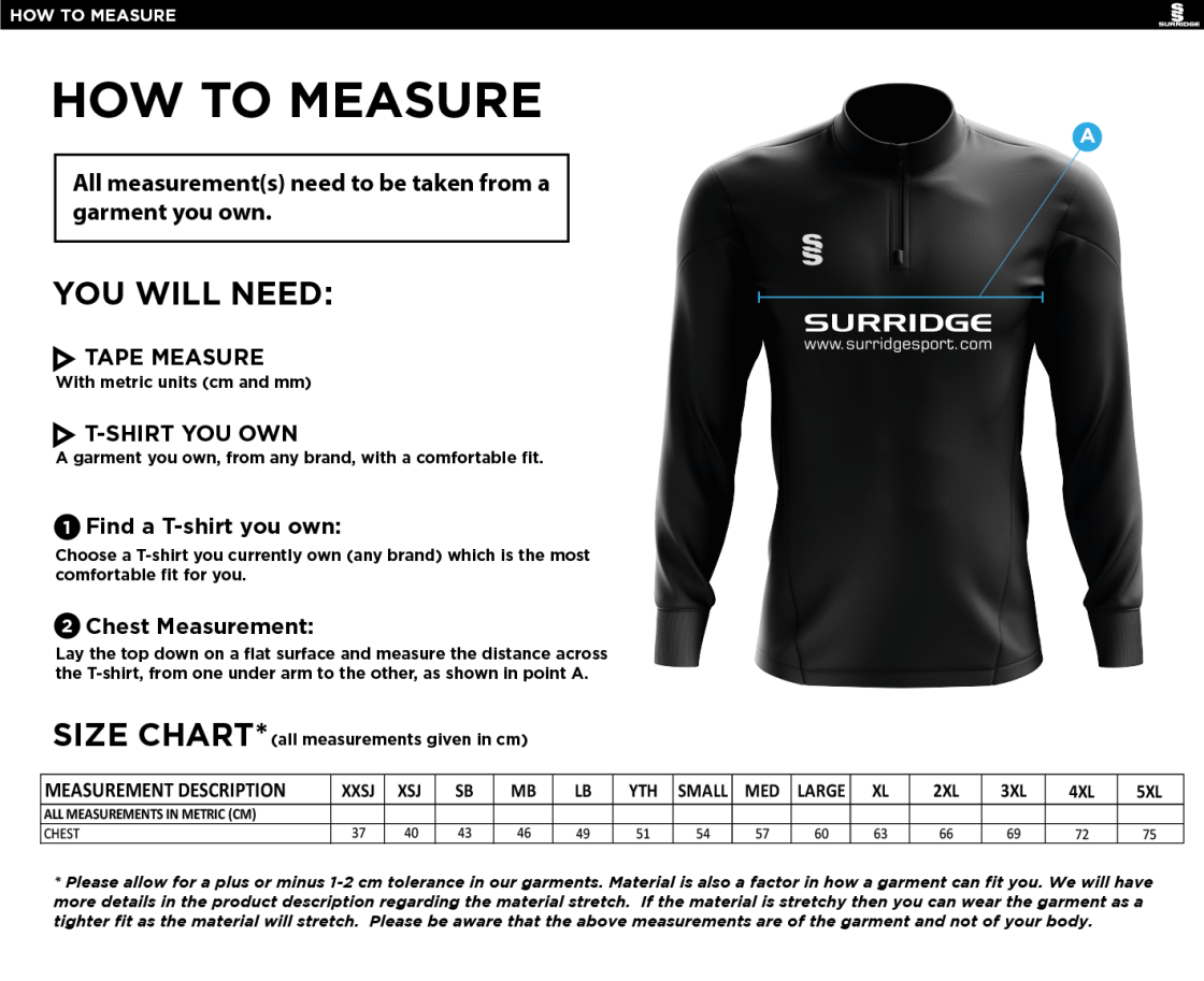 *NEW 2025* Fuse Performance Top : Navy / White - Size Guide